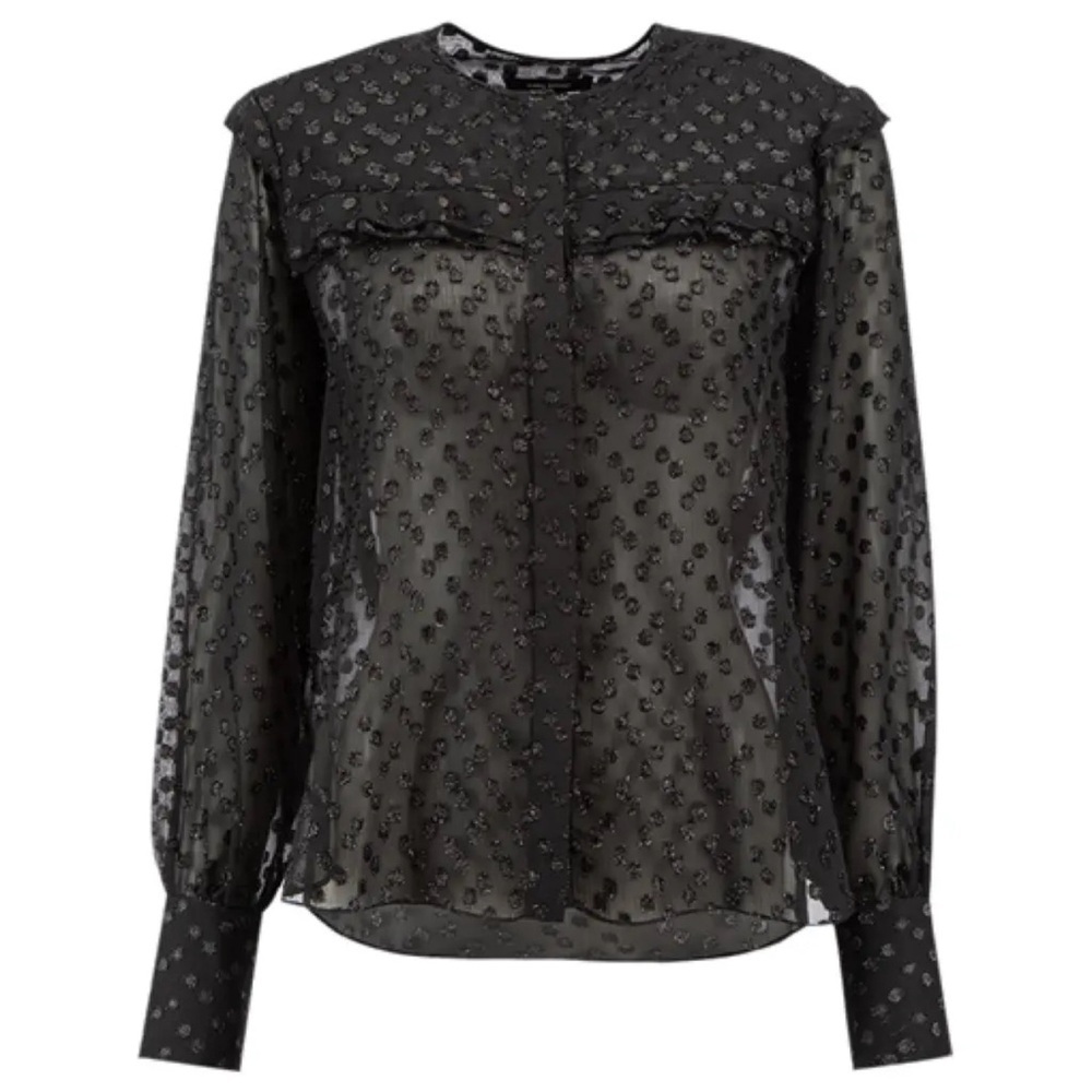 BNWT Isabel Marant Airy Sheer Polka Dot Blouse size 34/USXS $430 - Picture 6 of 10